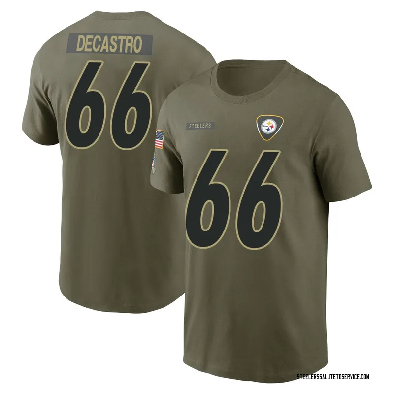 Youth David DeCastro Pittsburgh Steelers Olive 2025 Salute to Service Name & Number T-Shirt