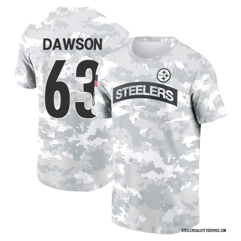 Youth Dermontti Dawson Pittsburgh Steelers Camo Arctic 2024 Salute to Service Performance T-Shirt