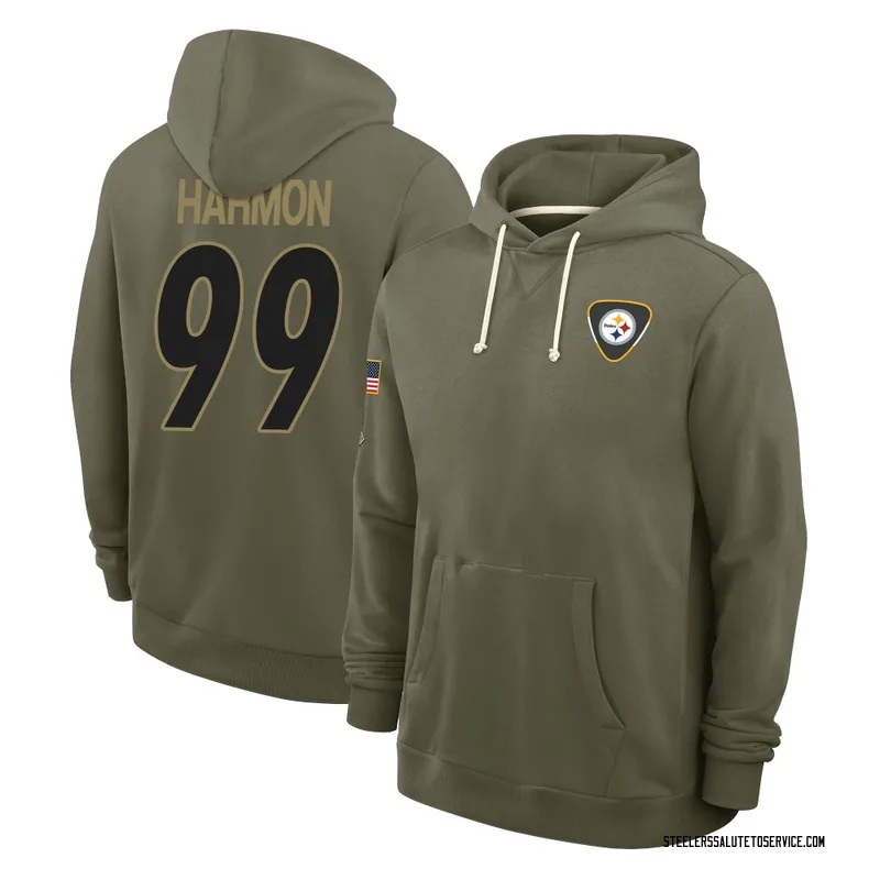 Youth Derrick Harmon Pittsburgh Steelers Olive 2025 Salute to Service Hoodie