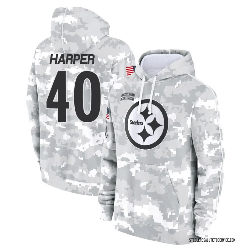 Youth Devin Harper Pittsburgh Steelers Camo Arctic 2024 Salute to Service Club Fleece Pullover Hoodie