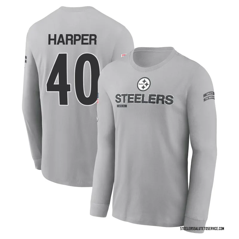Youth Devin Harper Pittsburgh Steelers Gray 2024 Salute to Service Long Sleeve T-Shirt