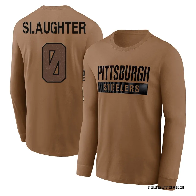 Youth Doneiko Slaughter Pittsburgh Steelers Brown 2023 Salute To Service Long Sleeve T-Shirt