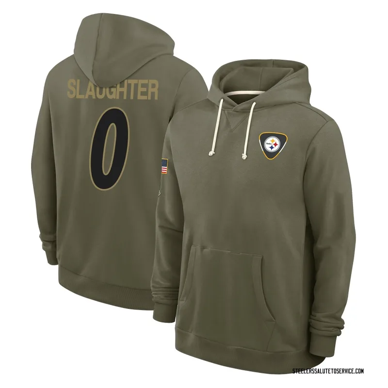 Youth Doneiko Slaughter Pittsburgh Steelers Olive 2025 Salute to Service Hoodie