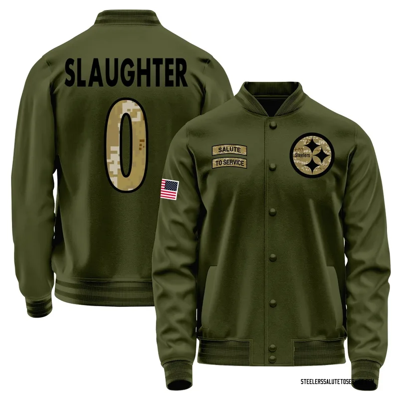 Youth Doneiko Slaughter Pittsburgh Steelers Olive Salute to Service Sideline Performance Jacket