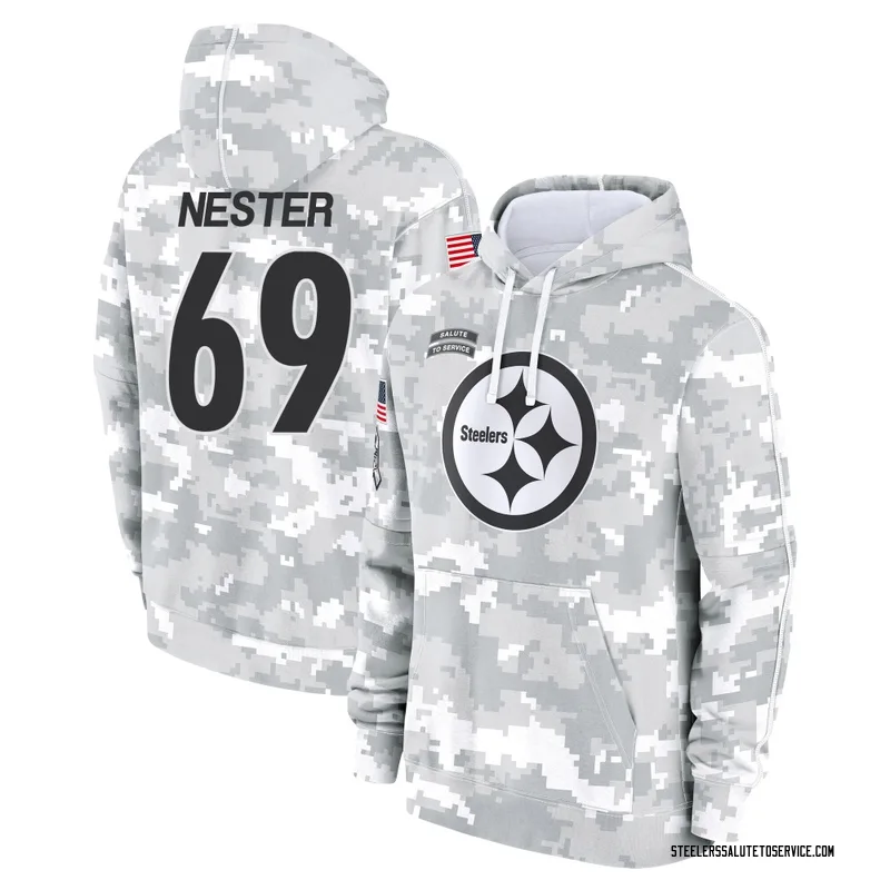 Youth Doug Nester Pittsburgh Steelers Camo Arctic 2024 Salute to Service Club Fleece Pullover Hoodie