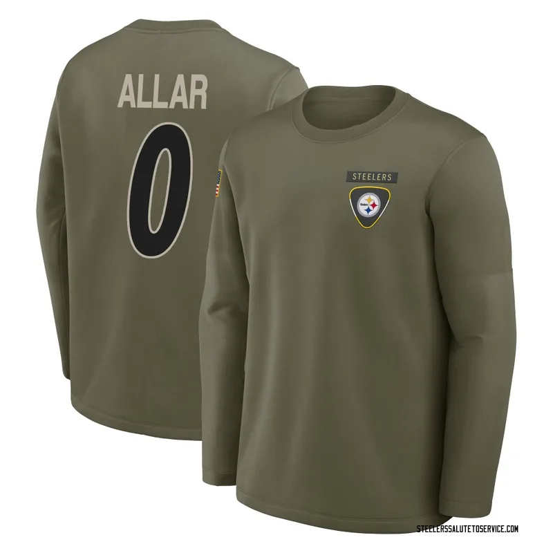 Youth Drew Allar Pittsburgh Steelers Olive 2025 Salute to Service Sideline Coaches Long Sleeve T-Shirt
