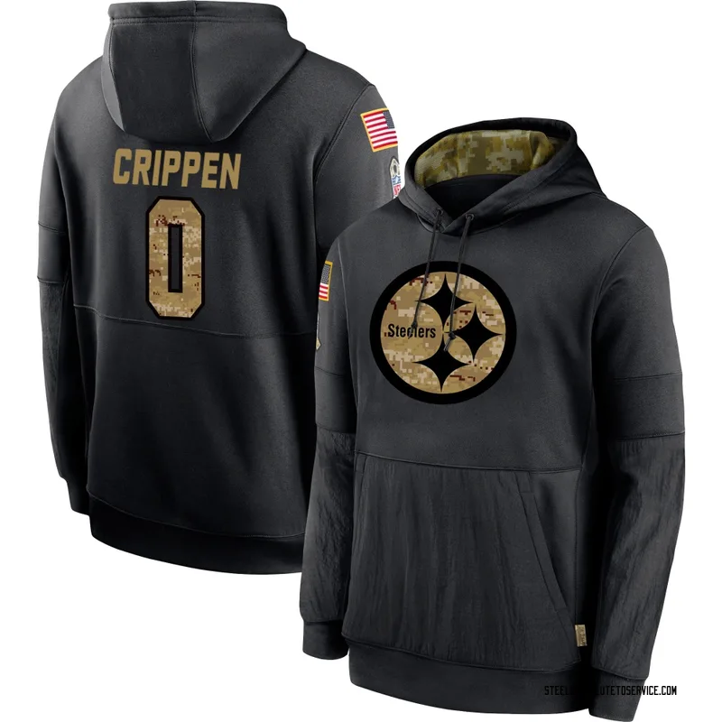 Youth Greg Crippen Pittsburgh Steelers Black 2020 Salute to Service Sideline Performance Pullover Hoodie