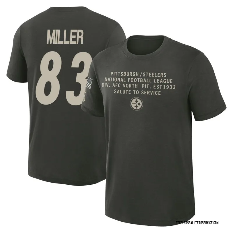 Youth Heath Miller Pittsburgh Steelers Green Dark/ 2025 Salute to Service Sideline Slub T-Shirt