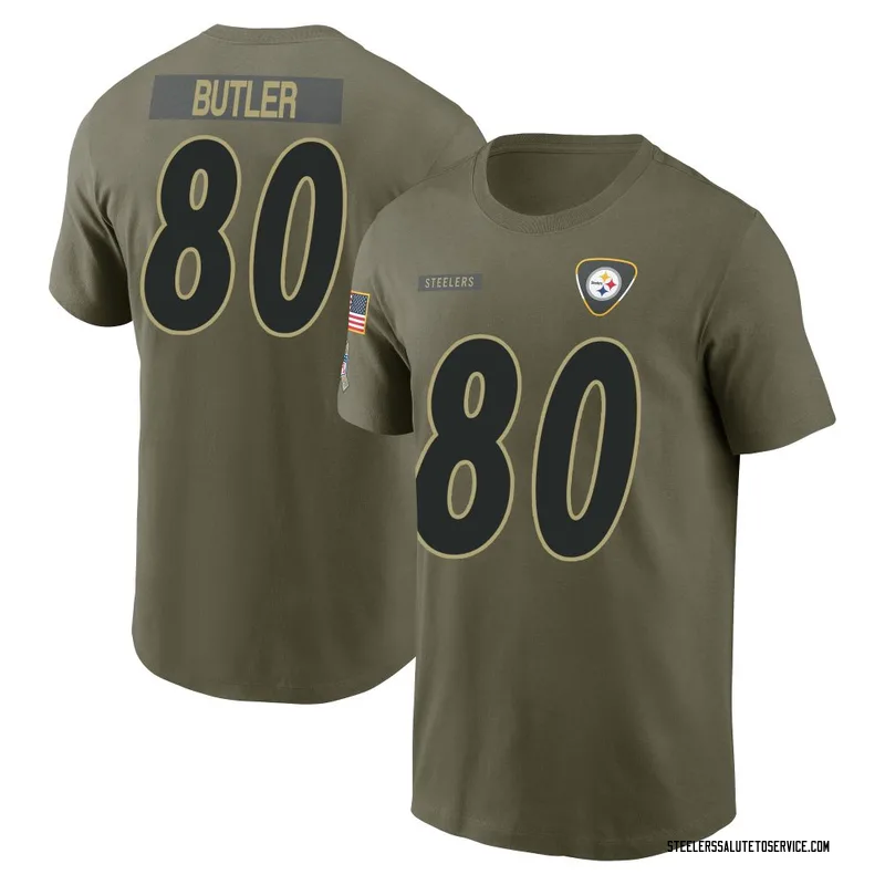 Youth Jack Butler Pittsburgh Steelers Olive 2025 Salute to Service Name & Number T-Shirt