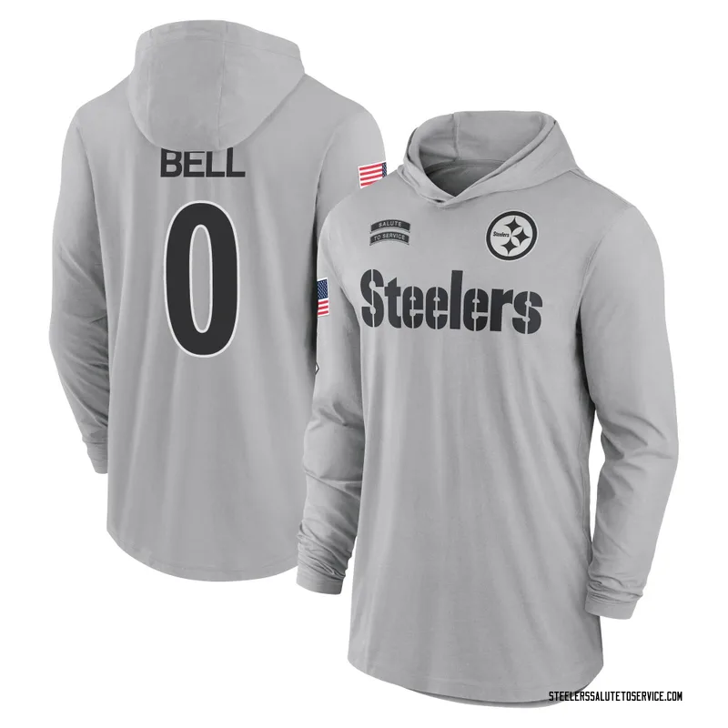 Youth Jaheim Bell Pittsburgh Steelers Gray 2024 Salute to Service Lightweight Performance Long Sleeve Hooded T-Shirt