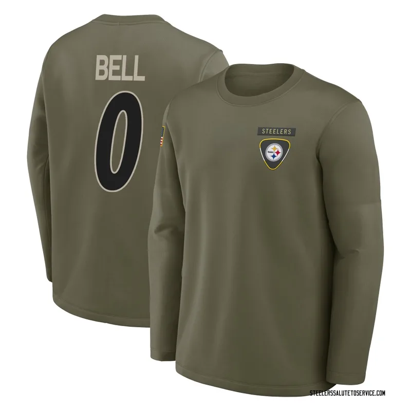 Youth Jaheim Bell Pittsburgh Steelers Olive 2025 Salute to Service Sideline Coaches Long Sleeve T-Shirt