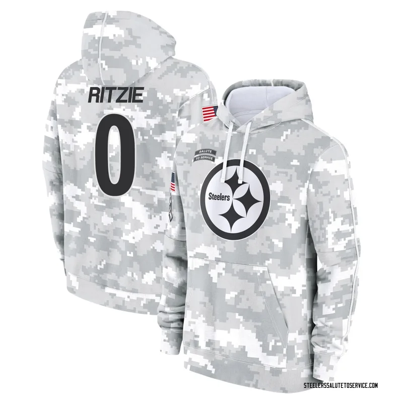 Youth Jahvaree Ritzie Pittsburgh Steelers Camo Arctic 2024 Salute to Service Club Fleece Pullover Hoodie