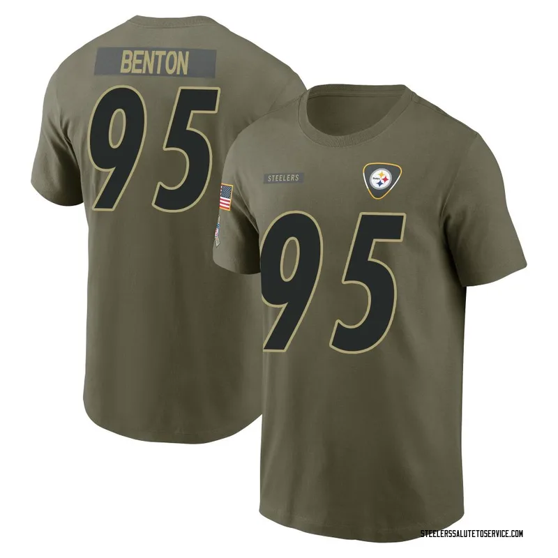 Youth Keeanu Benton Pittsburgh Steelers Olive 2025 Salute to Service Name & Number T-Shirt
