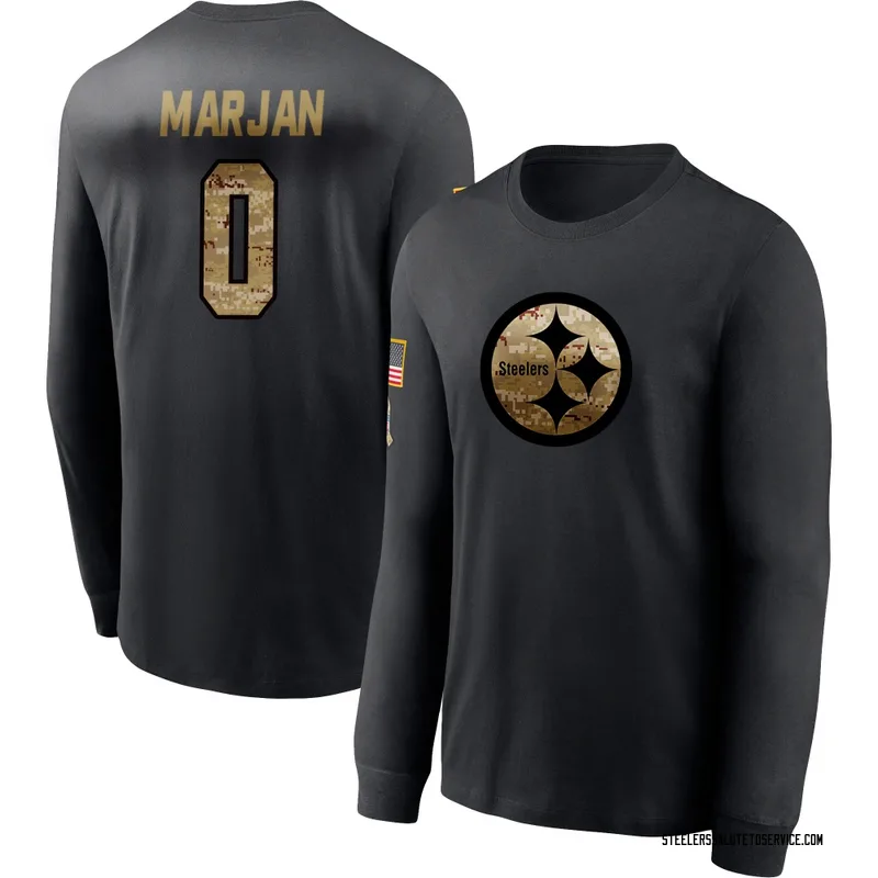 Youth Laith Marjan Pittsburgh Steelers Black 2020 Salute To Service Sideline Performance Long Sleeve T-Shirt