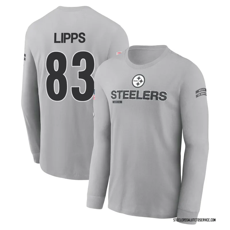 Youth Louis Lipps Pittsburgh Steelers Gray 2024 Salute to Service Long Sleeve T-Shirt