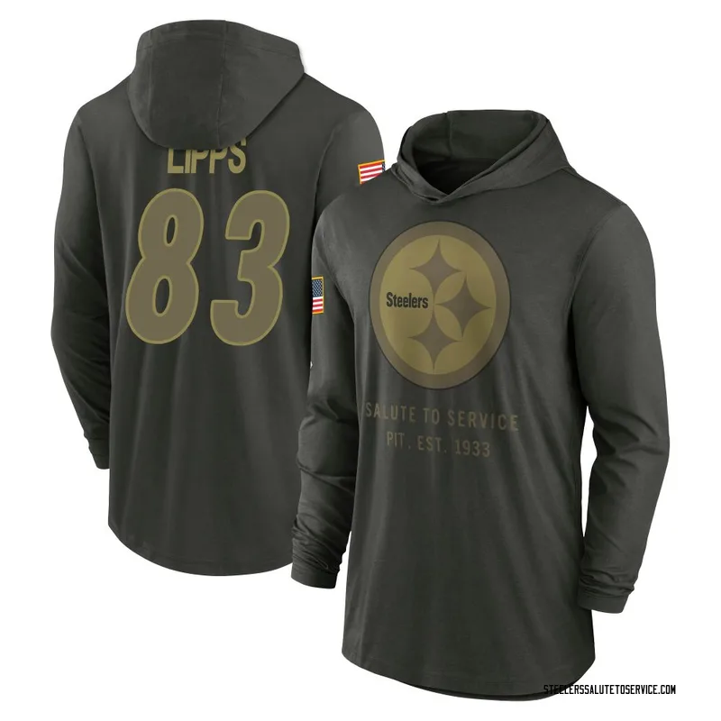 Youth Louis Lipps Pittsburgh Steelers Green Forest/ 2025 Salute to Service Sideline Lightweight Hooded Pullover Long Sleeve T-Sh