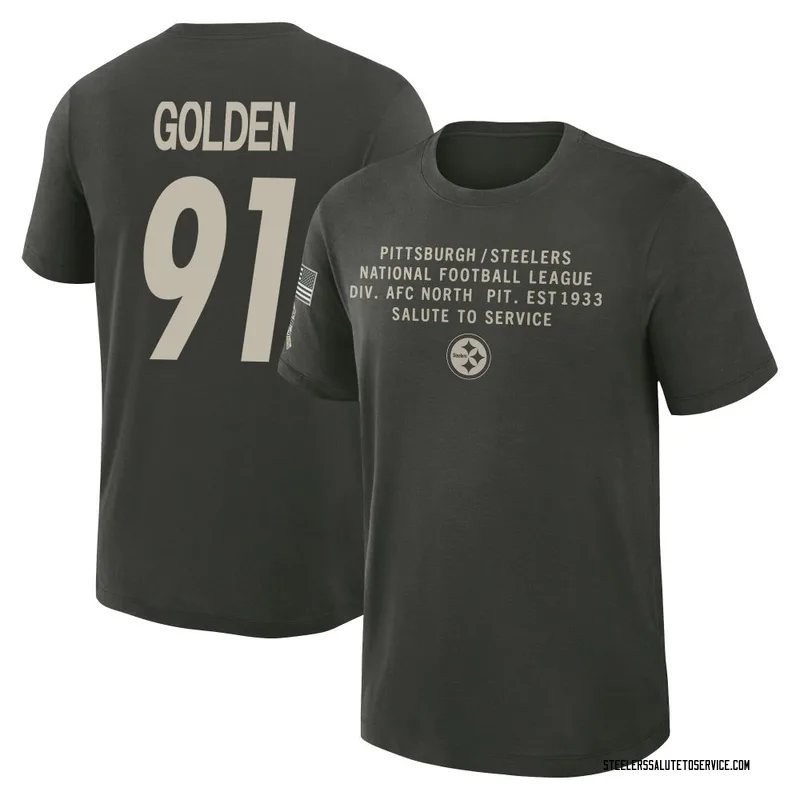 Youth Markus Golden Pittsburgh Steelers Green Dark/ 2025 Salute to Service Sideline Slub T-Shirt