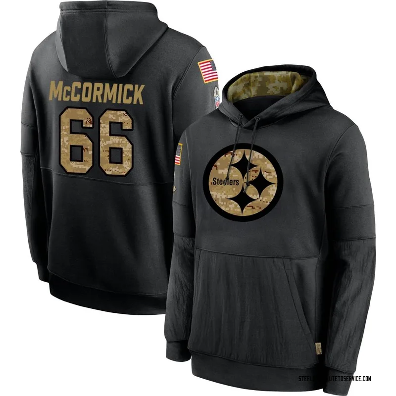 Youth Mason McCormick Pittsburgh Steelers Black 2020 Salute to Service Sideline Performance Pullover Hoodie