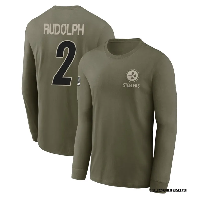 Youth Mason Rudolph Pittsburgh Steelers Olive 2025 Salute to Service Sideline Long Sleeve T-Shirt