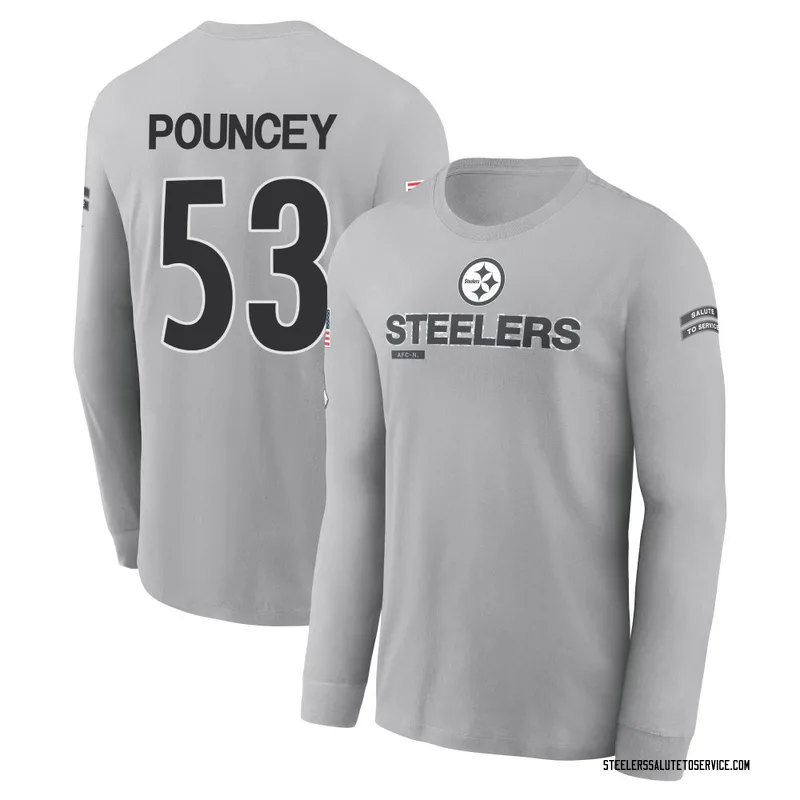 Youth Maurkice Pouncey Pittsburgh Steelers Gray 2024 Salute to Service Long Sleeve T-Shirt