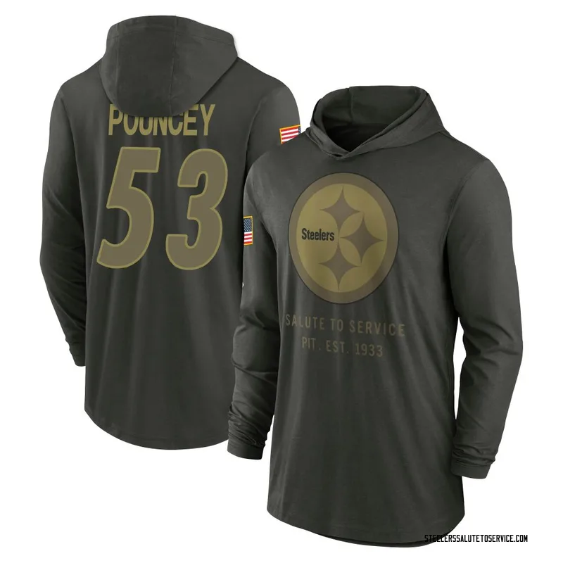 Youth Maurkice Pouncey Pittsburgh Steelers Green Forest/ 2025 Salute to Service Sideline Lightweight Hooded Pullover Long Sleeve