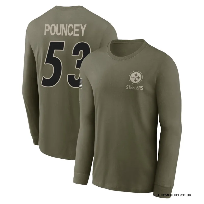 Youth Maurkice Pouncey Pittsburgh Steelers Olive 2025 Salute to Service Sideline Long Sleeve T-Shirt