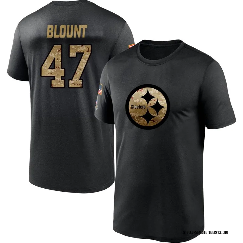 Youth Mel Blount Pittsburgh Steelers Black 2020 Salute To Service Performance T-Shirt