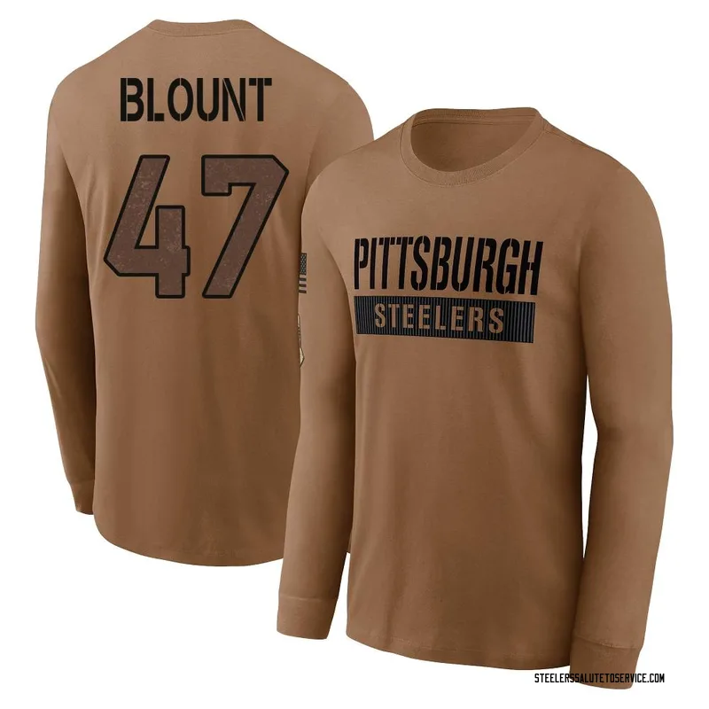 Youth Mel Blount Pittsburgh Steelers Brown 2023 Salute To Service Long Sleeve T-Shirt