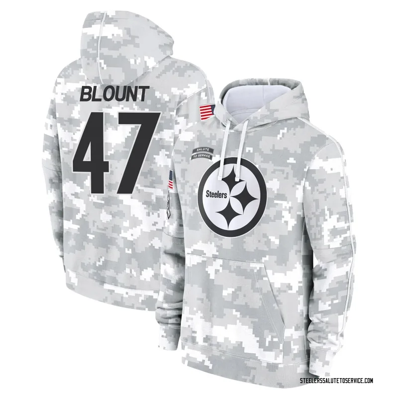 Youth Mel Blount Pittsburgh Steelers Camo Arctic 2024 Salute to Service Club Fleece Pullover Hoodie