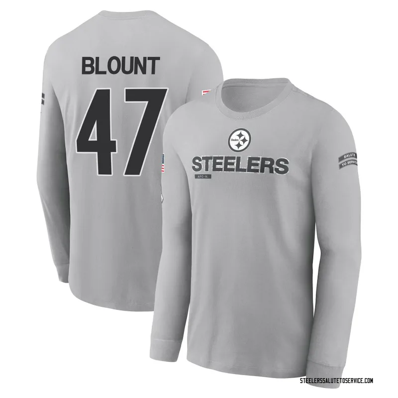 Youth Mel Blount Pittsburgh Steelers Gray 2024 Salute to Service Long Sleeve T-Shirt