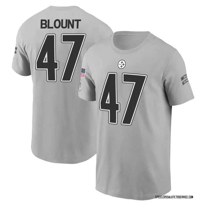 Youth Mel Blount Pittsburgh Steelers Gray 2024 Salute to Service Name & Number T-Shirt