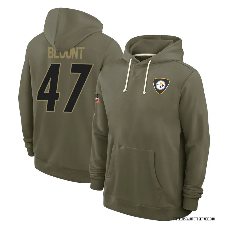 Youth Mel Blount Pittsburgh Steelers Olive 2025 Salute to Service Hoodie