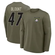 Youth Mel Blount Pittsburgh Steelers Olive 2025 Salute to Service Sideline Coaches Long Sleeve T-Shirt