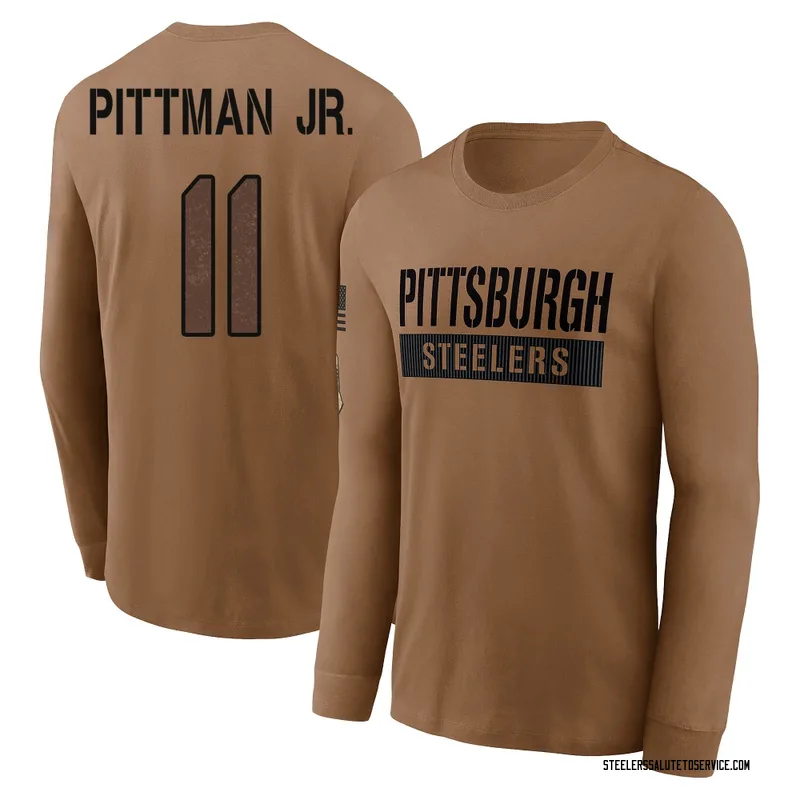 Youth Michael Pittman Jr. Pittsburgh Steelers Brown 2023 Salute To Service Long Sleeve T-Shirt