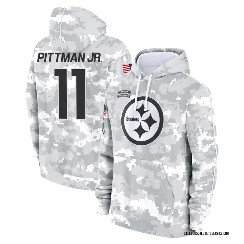 Youth Michael Pittman Jr. Pittsburgh Steelers Camo Arctic 2024 Salute to Service Club Fleece Pullover Hoodie