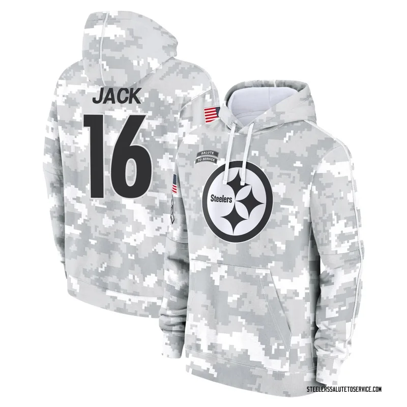 Youth Myles Jack Pittsburgh Steelers Camo Arctic 2024 Salute to Service Club Fleece Pullover Hoodie