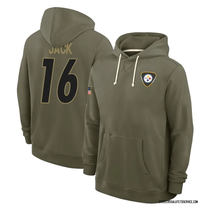 Youth Myles Jack Pittsburgh Steelers Olive 2025 Salute to Service Hoodie