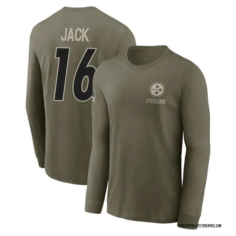Youth Myles Jack Pittsburgh Steelers Olive 2025 Salute to Service Sideline Long Sleeve T-Shirt