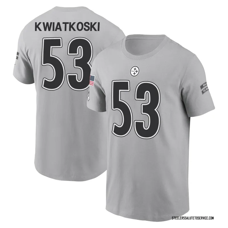Youth Nick Kwiatkoski Pittsburgh Steelers Gray 2024 Salute to Service Name & Number T-Shirt