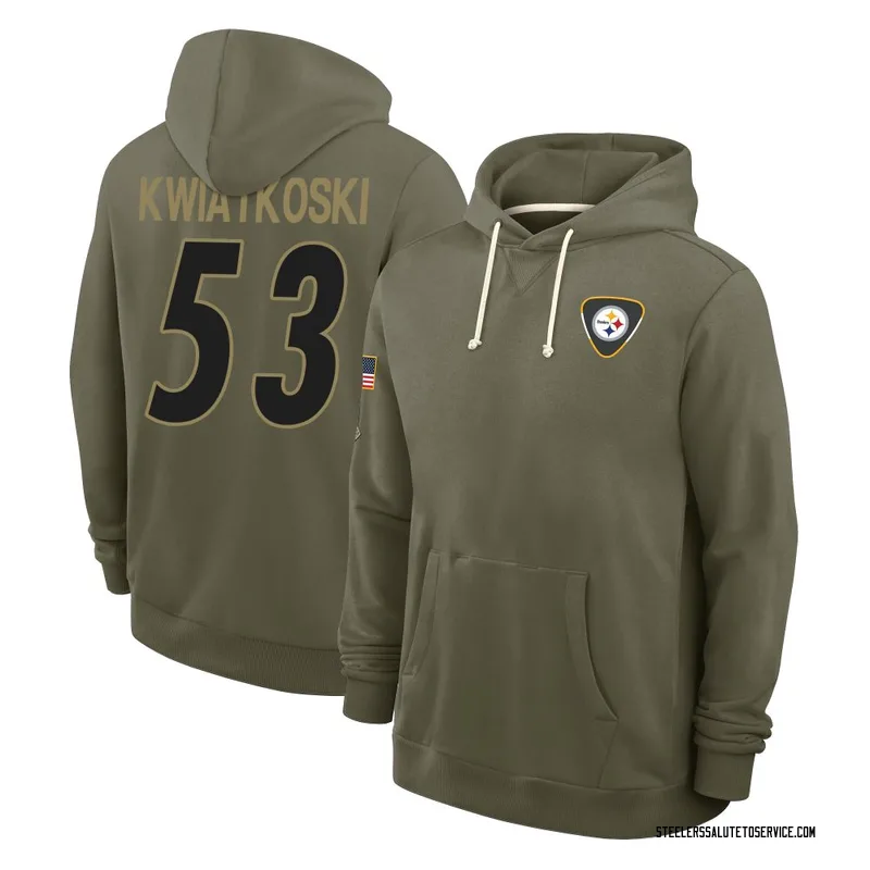 Youth Nick Kwiatkoski Pittsburgh Steelers Olive 2025 Salute to Service Hoodie