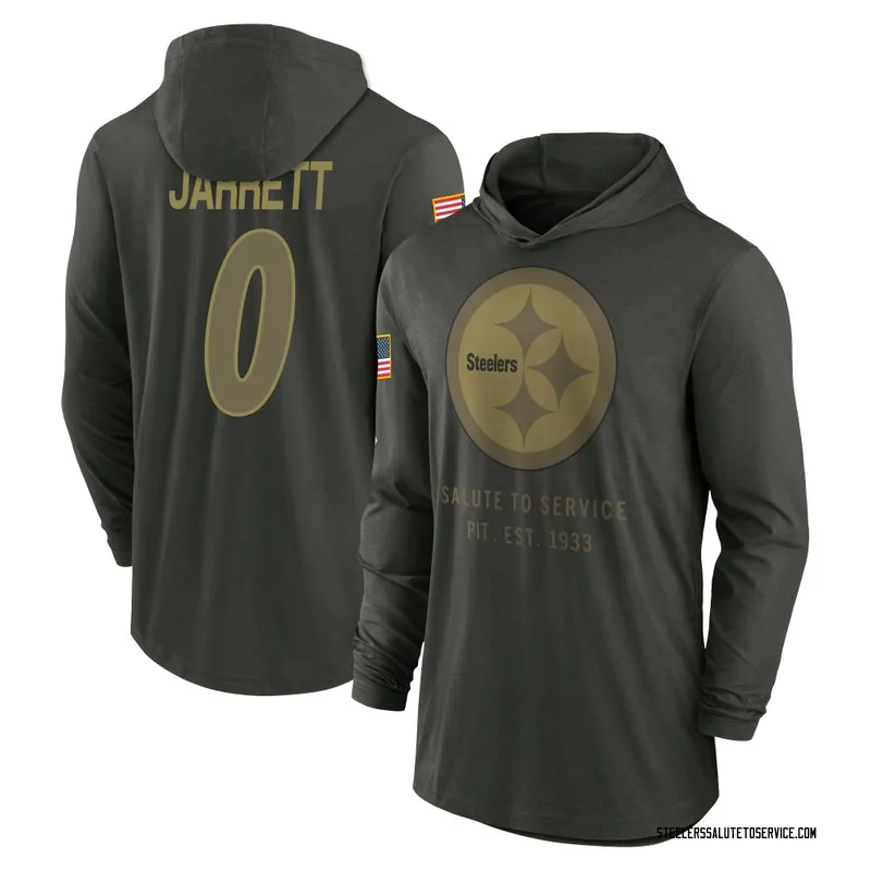 Youth Rakim Jarrett Pittsburgh Steelers Green Forest/ 2025 Salute to Service Sideline Lightweight Hooded Pullover Long Sleeve T-