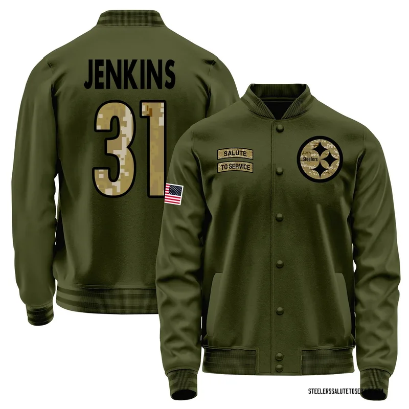 Youth Rayshawn Jenkins Pittsburgh Steelers Olive Salute to Service Sideline Performance Jacket