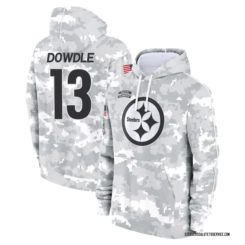 Youth Rico Dowdle Pittsburgh Steelers Camo Arctic 2024 Salute to Service Club Fleece Pullover Hoodie