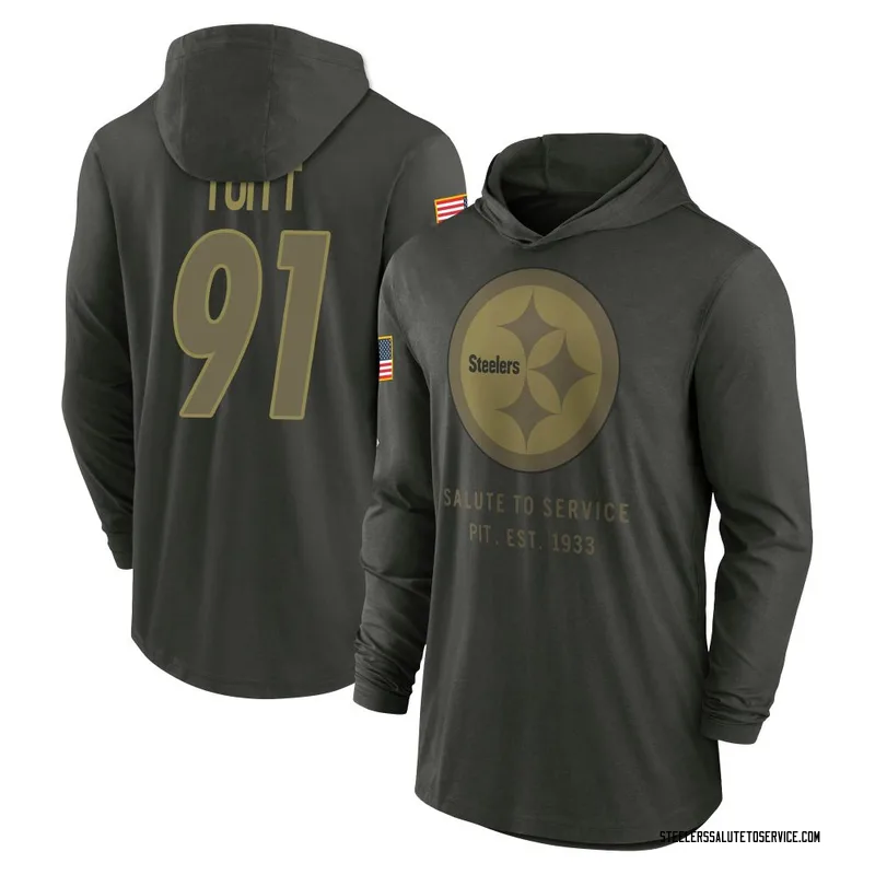 Youth Stephon Tuitt Pittsburgh Steelers Green Forest/ 2025 Salute to Service Sideline Lightweight Hooded Pullover Long Sleeve T-